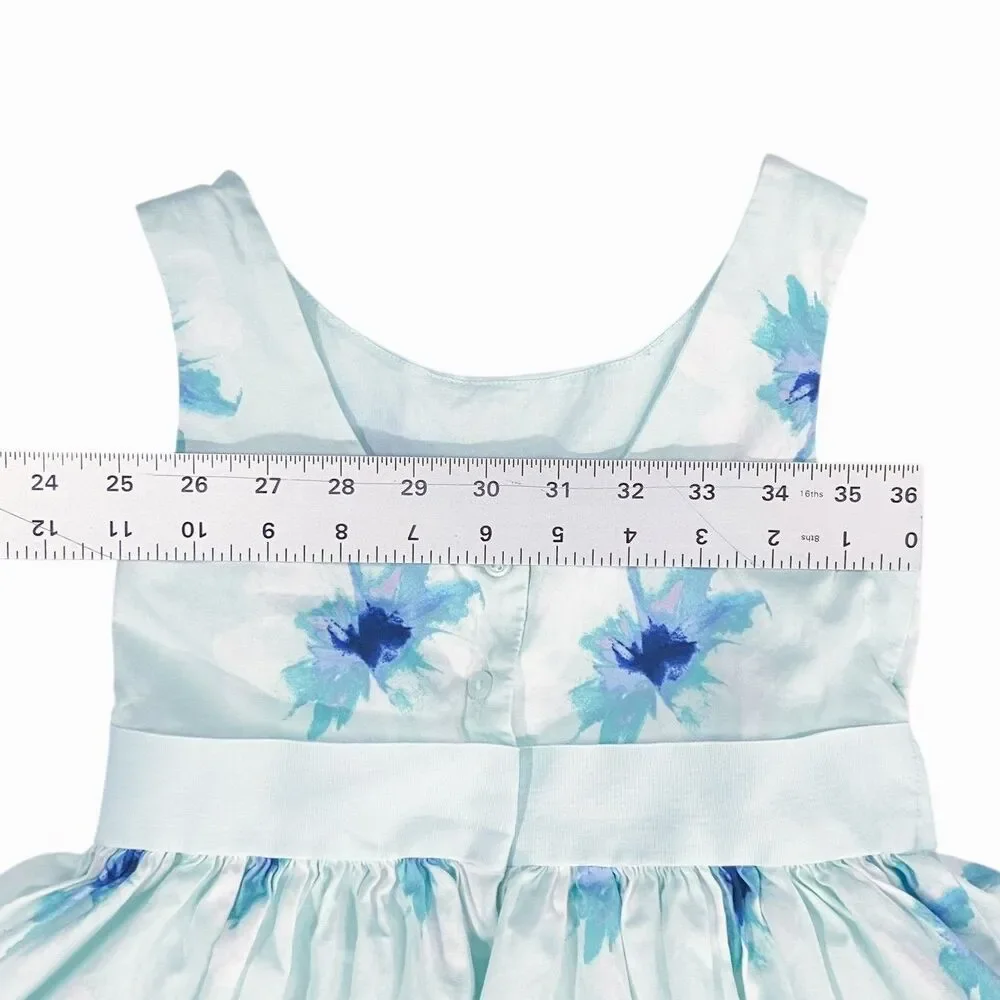 Janie and Jack Girls Sz 6 Floral Sleeveless Lined Spring Easter Dress Bow Twirl - Picture 9 of 12